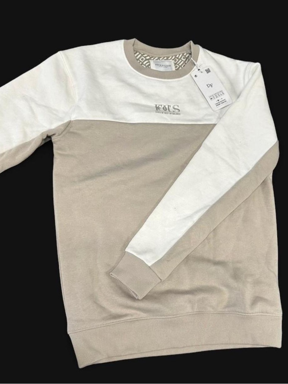 Denim & Flower Men’s Two-Tone Cream & White Crewneck